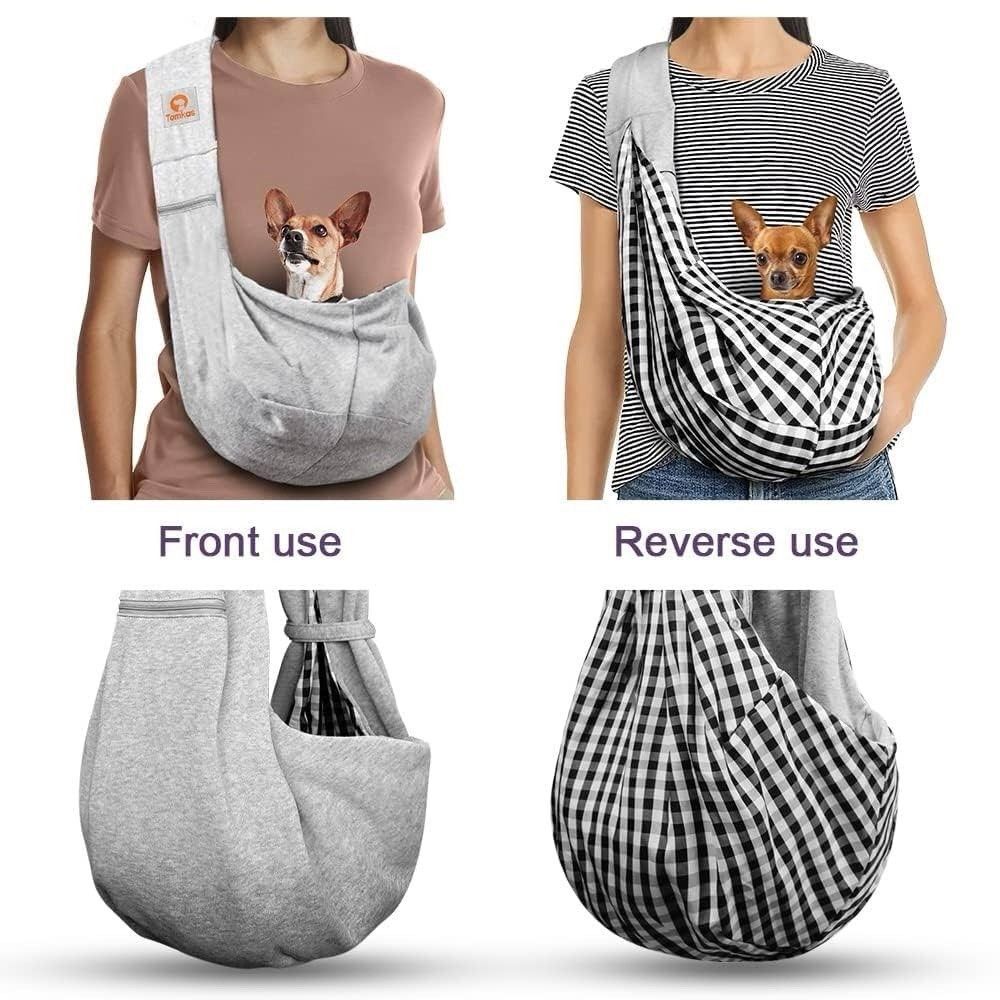 TOMKAS Pet Sling Carrier with Extra Pocket Storage for Small Dogs Checkered - Picture 2 of 4